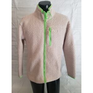 Pink Victoria's Secret Women's Jacket; Soft Tan w Green Zipper No Hood - Medium